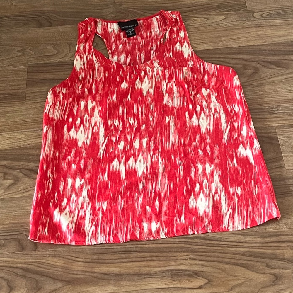 Cynthia Rowley Red and White Sleeveless Blouse